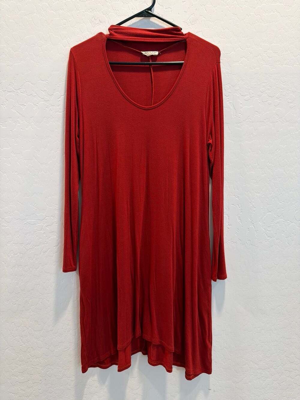 Sweet Pea Women's Long Sleeve V-Neck Tunic Dress in Red, Size S